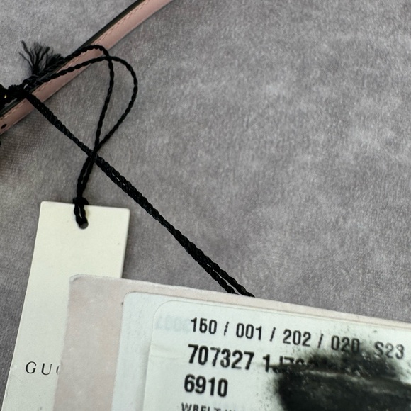 Gucci Slim Patent Powder Pink Leather Marmont Double G Belt 707327 105/42 - Picture 10 of 11